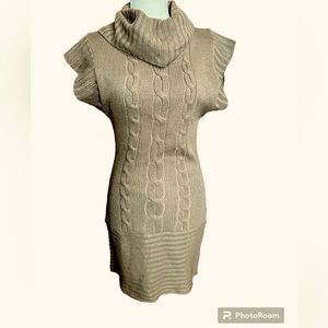 NWT Red Paint Cowl Neck Cable Knit Sweater Dress